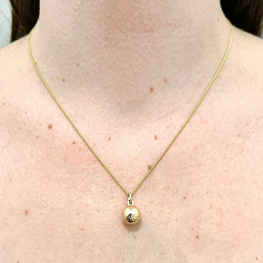 Italian 9 Karat Yellow Gold Hollow Sphere/Old Soccer Ball Charm Pendant - WeilJewelry