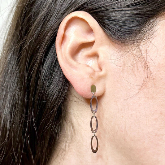 Italian Solid 14K White Gold Dangling Earrings - WeilJewelry