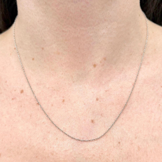 Lightweight 10K White Gold 18 - Inch Rope Chain Necklace - WeilJewelry