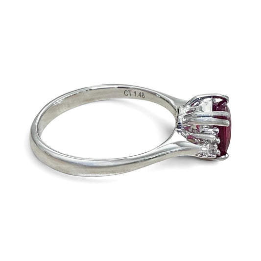 One-Of-A-Kind ZYDO Italy βFiamma Rossaβ 18K White Gold 1.48 CT Natural Ruby & Diamond Ring - WeilJewelry