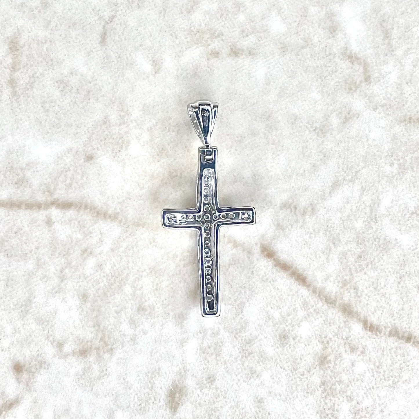 Small Solid 14K Yellow Gold Diamond Cross Pendant - WeilJewelry