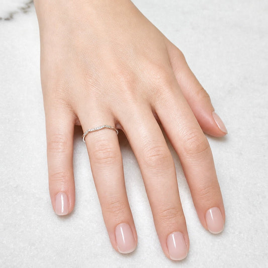 Solid 10K White Gold Natural Diamond Band Ring - WeilJewelry