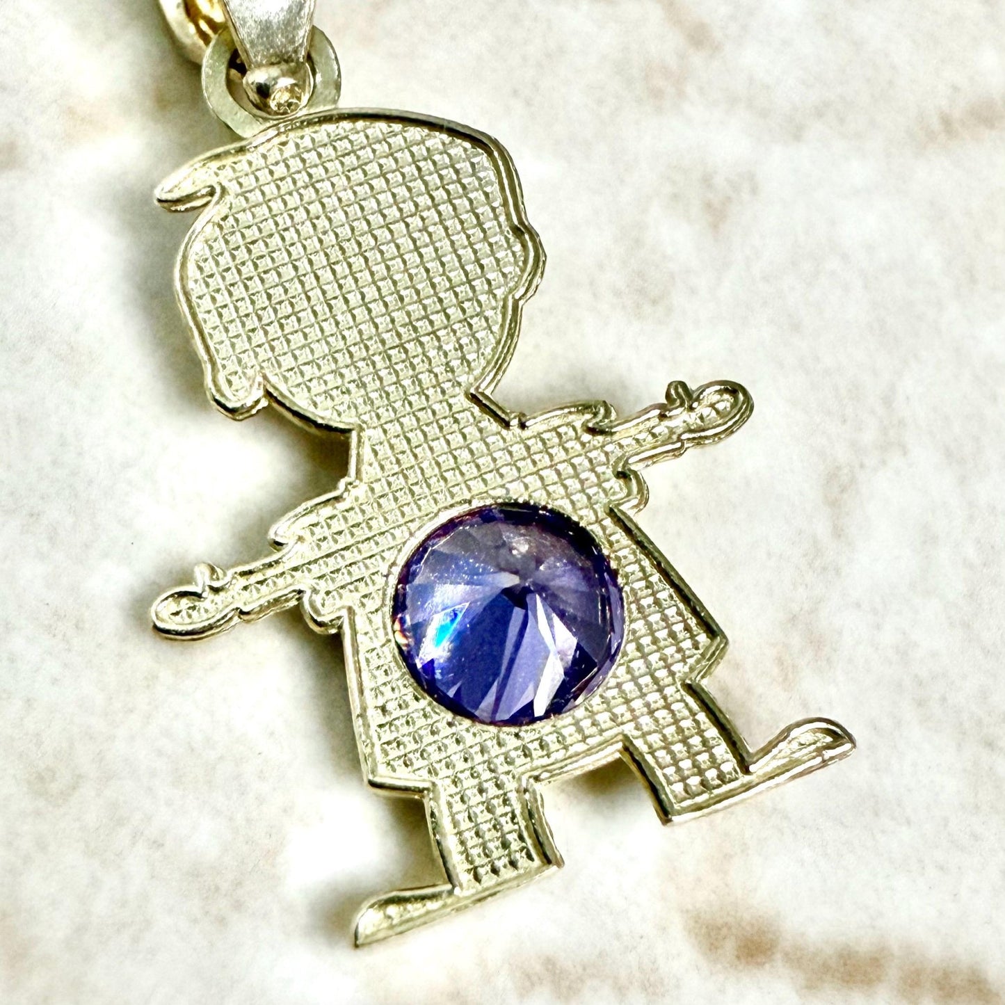 Solid 10K Yellow Gold February Birthstone Baby Boy Charm Pendant - WeilJewelry