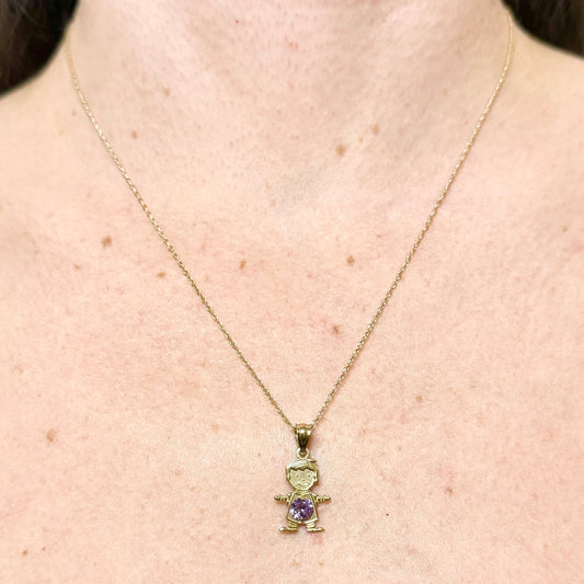 Solid 10K Yellow Gold February Birthstone Baby Boy Charm Pendant - WeilJewelry
