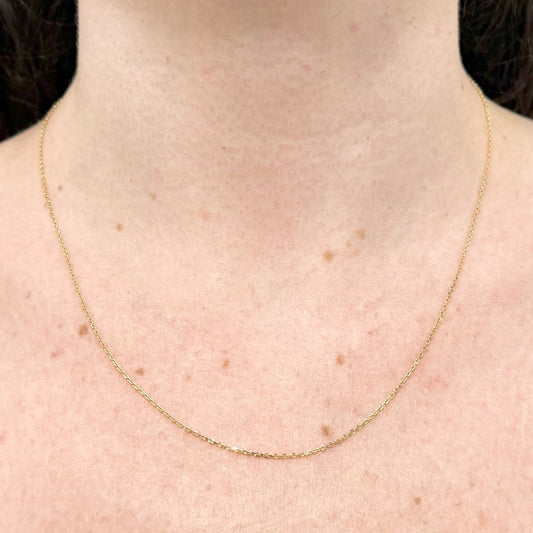 Solid 14 Karat Yellow Gold 18 - Inch Diamond Cut Cable Chain Necklace 1 mm - WeilJewelry