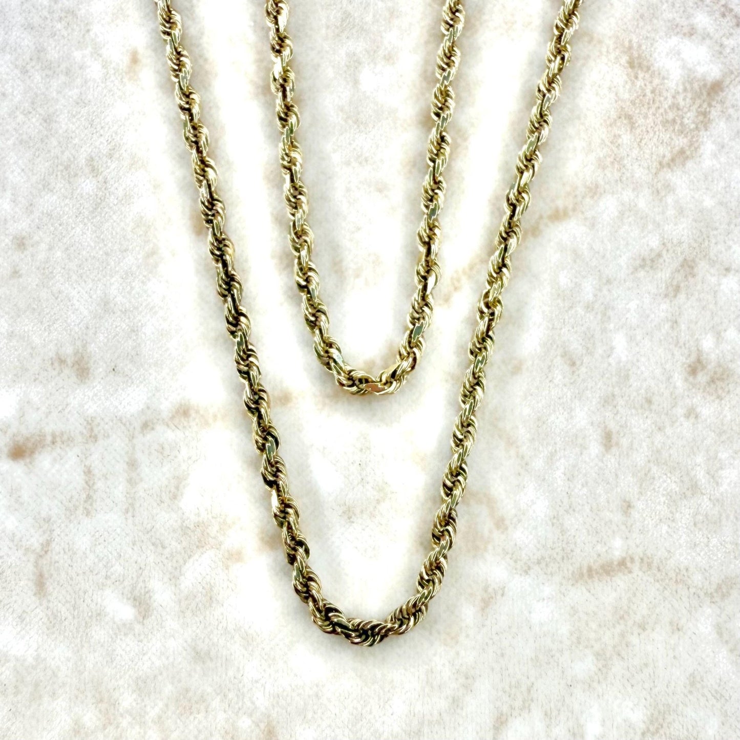 Solid 14 Karat Yellow Gold 18.25 - Inch Rope Chain Necklace - WeilJewelry