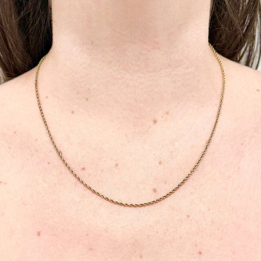 Solid 14 Karat Yellow Gold 18.25 - Inch Rope Chain Necklace - WeilJewelry