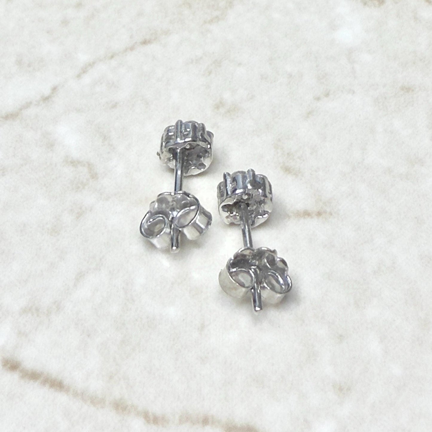 Solid 18 Karat White 1/3 Carat Diamond Cluster Stud Earrings - WeilJewelry