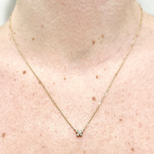 Tiny 14 Karat Yellow Gold Diamond Butterfly Pendant Necklace - WeilJewelry