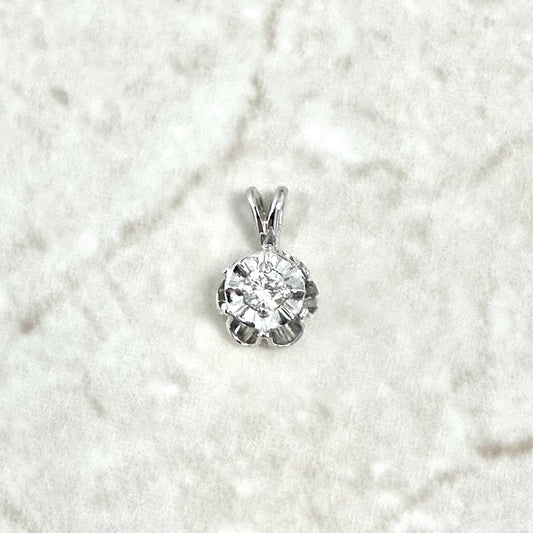 Vintage 10 Karat White Gold Diamond Solitaire Pendant - WeilJewelry