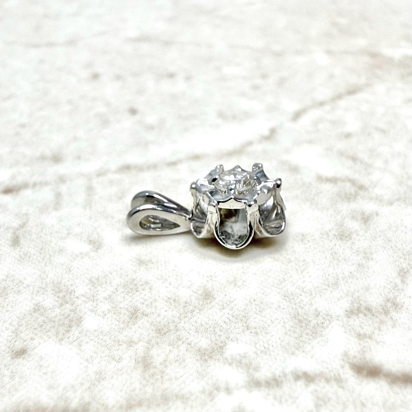 Vintage 10 Karat White Gold Diamond Solitaire Pendant - WeilJewelry