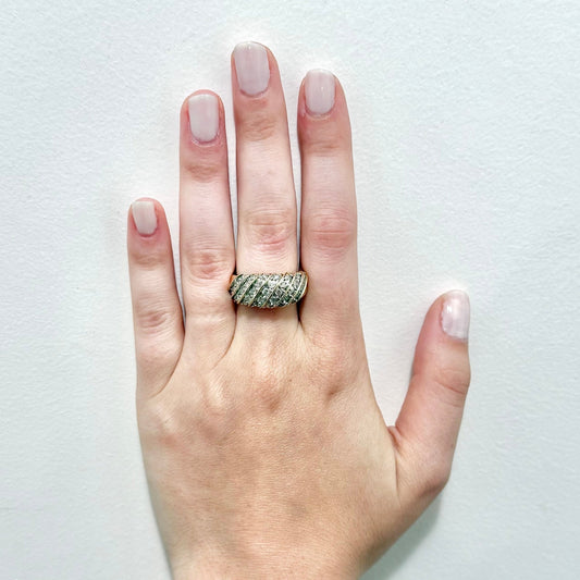 Vintage 10 Karat Yellow Gold 0.90 Carat Diamond Dome Band Ring - WeilJewelry