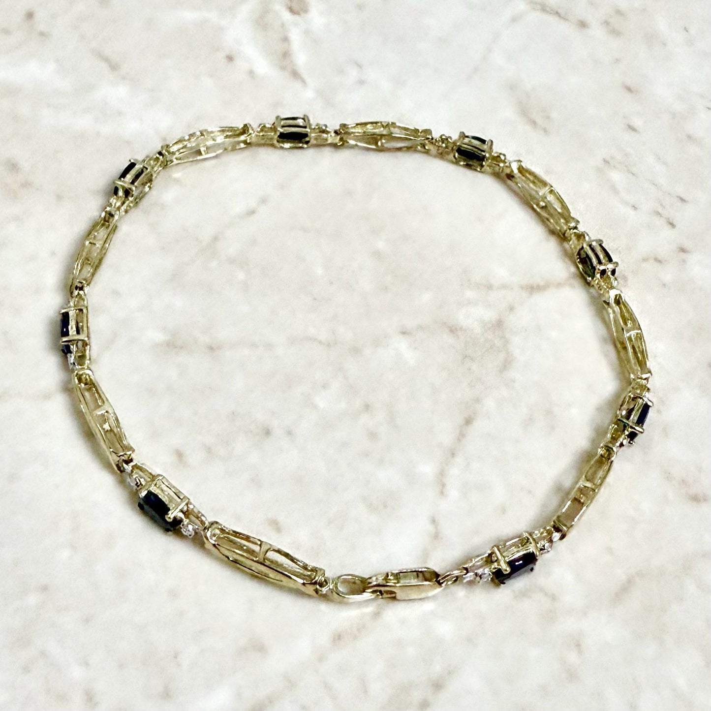 Vintage 10 Karat Yellow Gold Natural Sapphire Bracelet - WeilJewelry