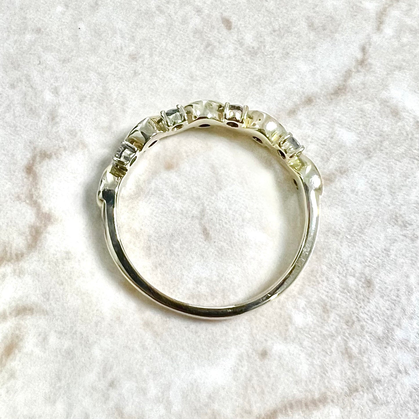 Vintage 10 Karat Yellow Gold Wavy 1/2 Carat Diamond Band Ring - WeilJewelry