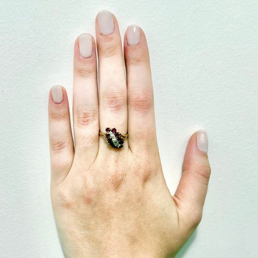 Vintage 14 Karat Gold Natural Ruby & Diamond Cocktail Ring - WeilJewelry