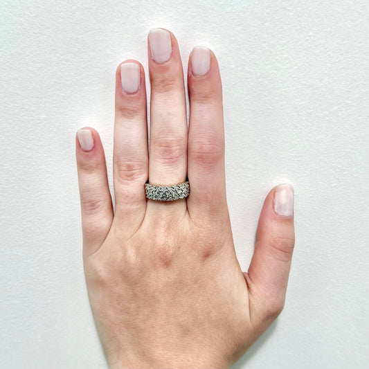 Vintage 14 Karat Two - Tone Gold Three - Row Diamond Band Ring - WeilJewelry