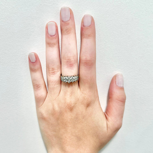 Vintage 14 Karat White Gold 1 Carat Double Row Diamond Band Ring - WeilJewelry