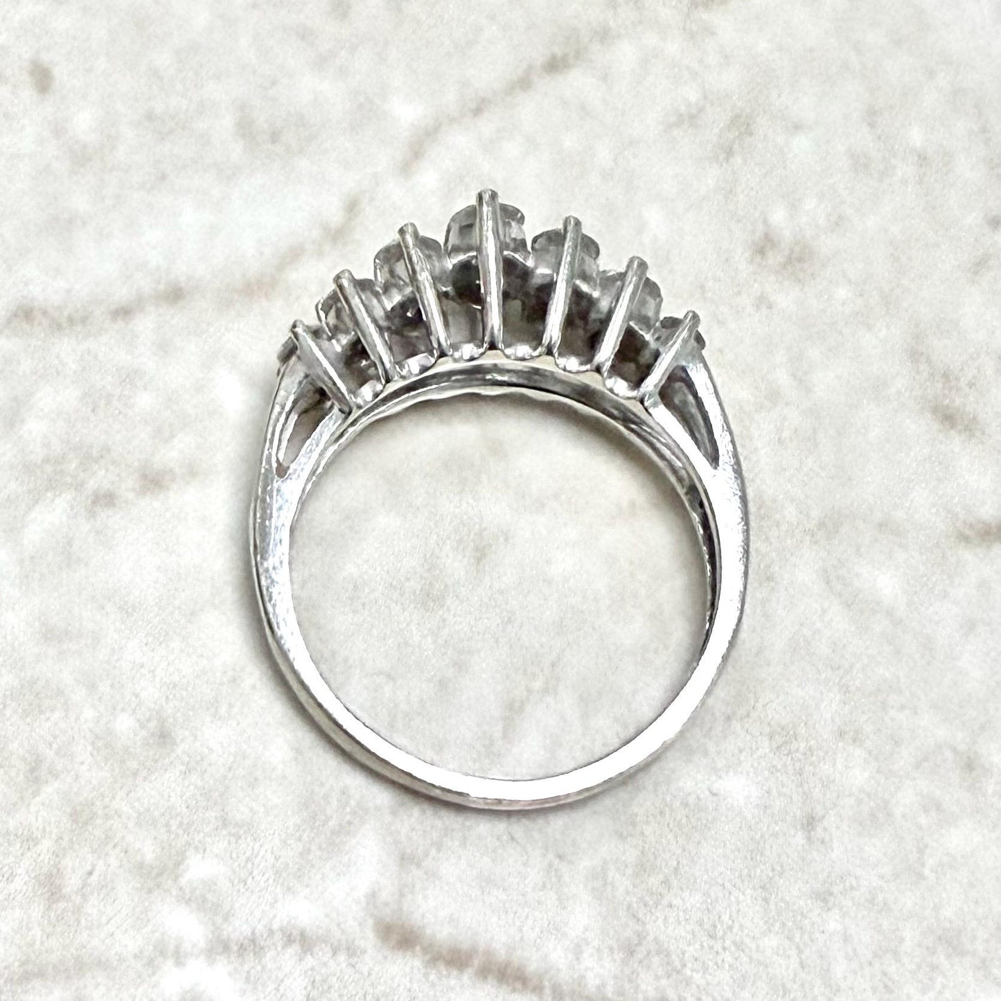 Vintage 14 Karat White Gold 1 Carat Double Row Diamond Band Ring - WeilJewelry