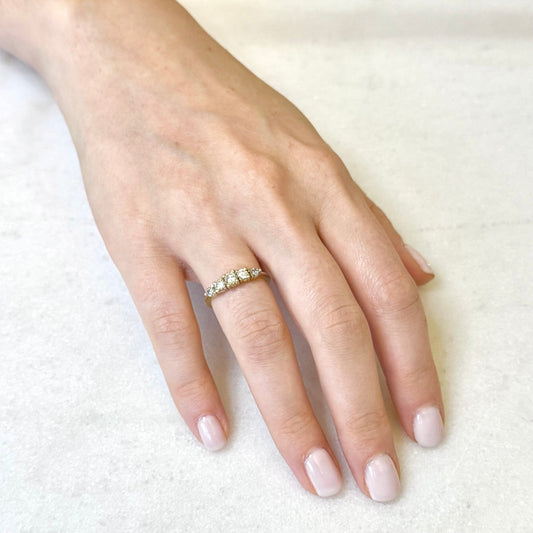 Vintage 14 Karat Yellow Gold 0.55 Carat Graduated 5 - Stone Diamond Ring - WeilJewelry