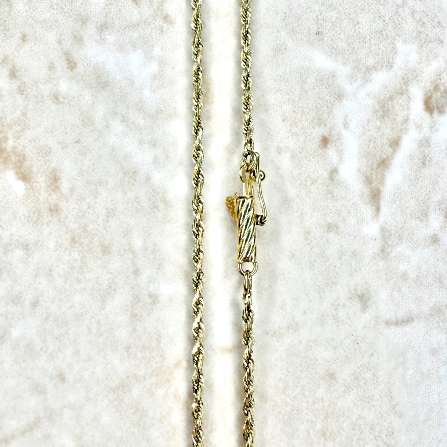 Vintage 14 Karat Yellow Gold 25 - Inch Rope Chain Necklace With Safety Clasp - WeilJewelry