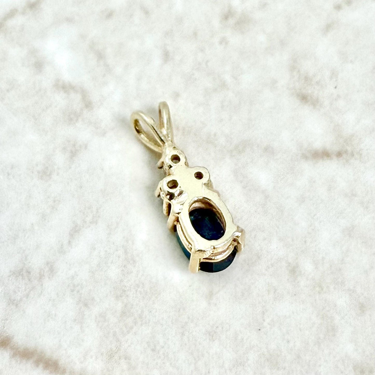 Vintage 14 Karat Yellow Gold Diamond & Sapphire Pendant - WeilJewelry