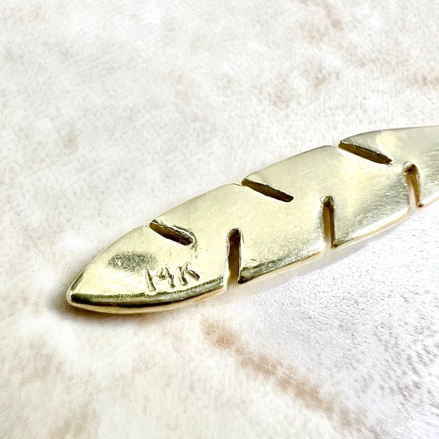 Vintage 14 Karat Yellow Gold Feather Charm Pendant - WeilJewelry