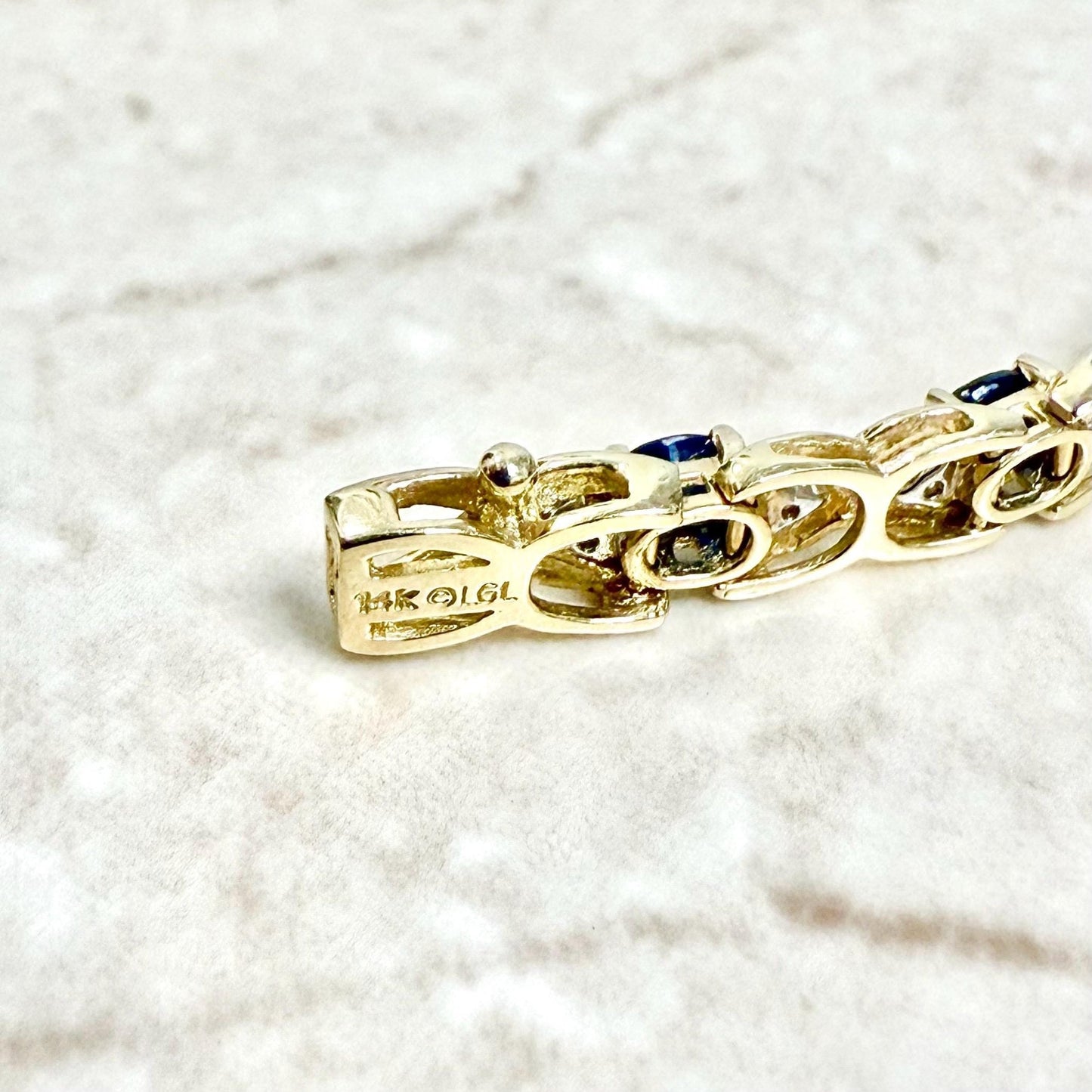Vintage 14 Karat Yellow Gold Natural Diamond & Sapphire Bracelet - WeilJewelry
