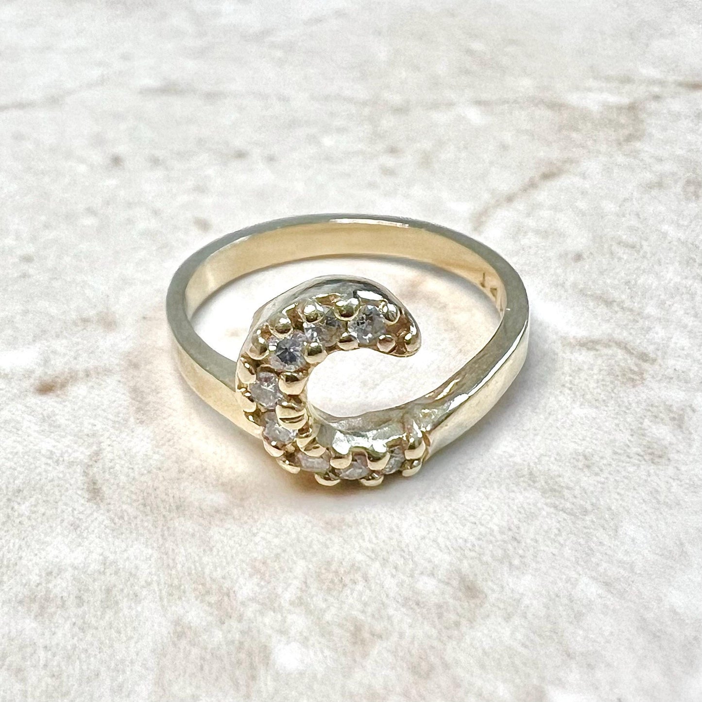 Vintage 14K Gold Diamond Engagement Ring Set - 14K Yellow Gold Diamond Solitaire Ring - 14K Diamond Wedding Set - Bridal Ring - Wedding Ring - WeilJewelry