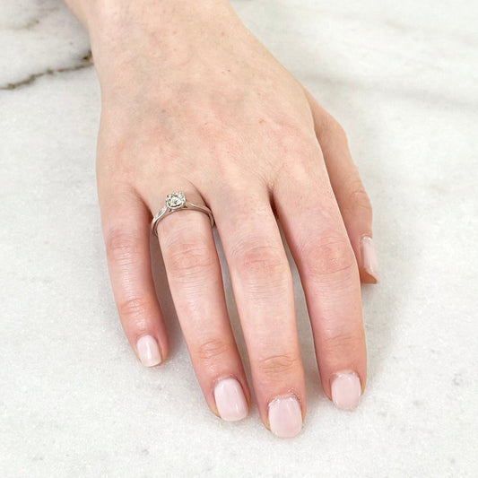 Vintage 14K White Gold 0.52 CT Natural Diamond Solitaire Engagement Ring - WeilJewelry