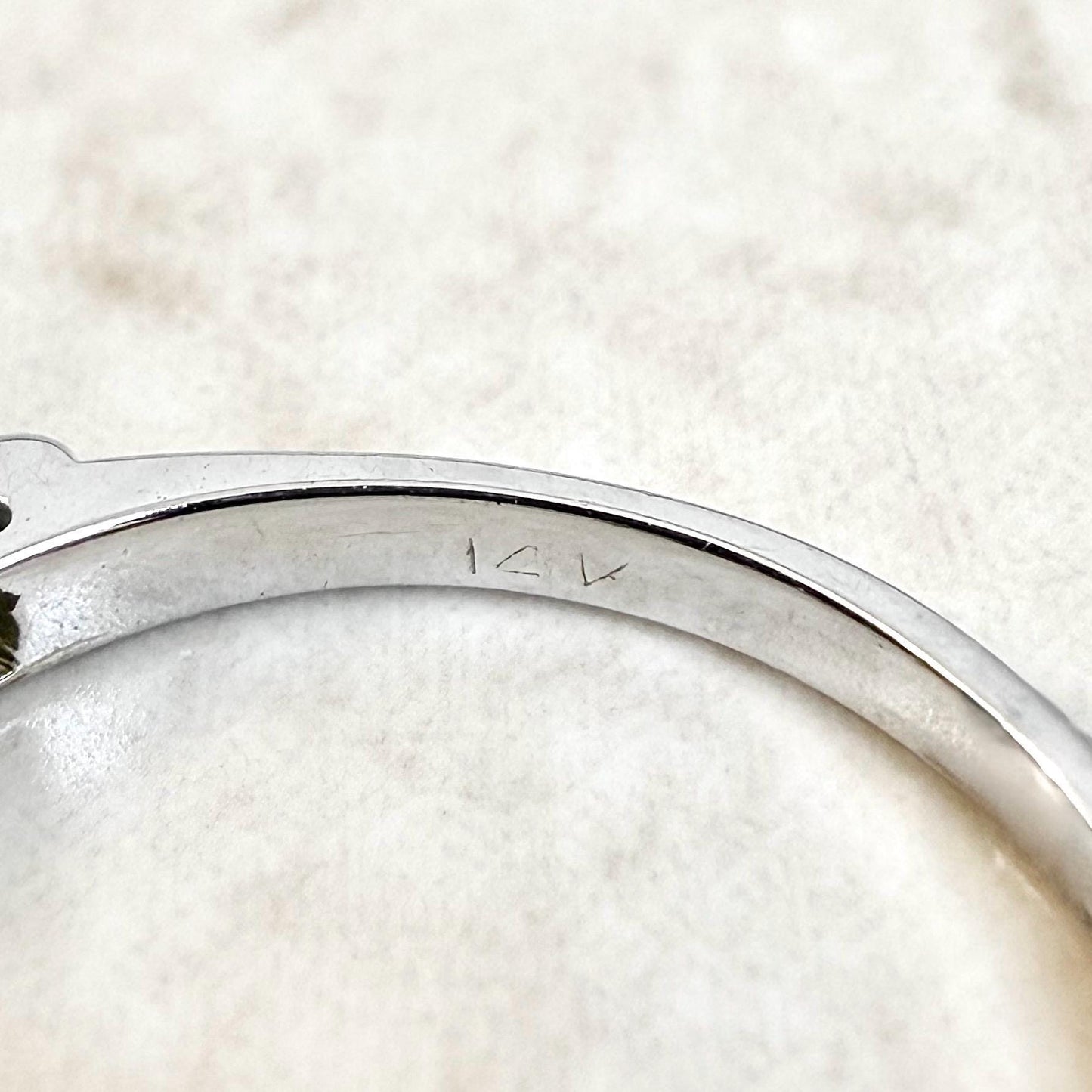 Vintage 14K White Gold Diamond & Natural Emerald Band Ring - WeilJewelry