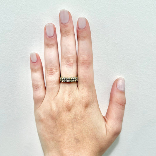 Vintage 18 Karat Yellow Gold Double Row 1.30 Carat Diamond Band Ring - WeilJewelry