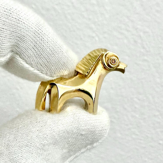 Vintage 18 Karat Yellow Gold Trojan Horse Brooch Pin By Carvin French - WeilJewelry