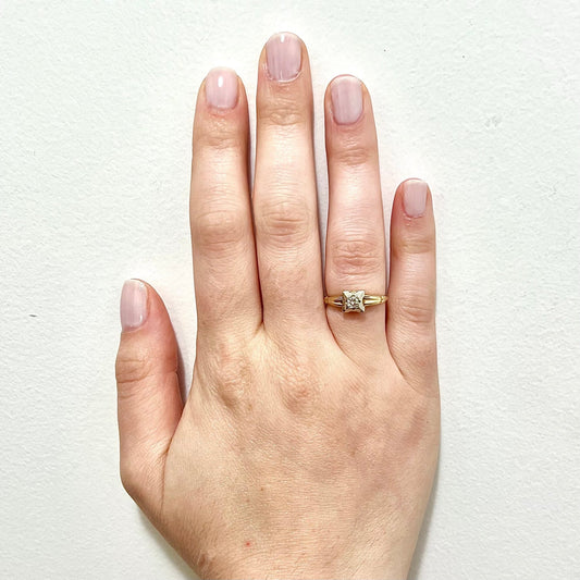 Vintage 1930’s Art Deco 14 Karat Two - Tone Gold Diamond Engagement Ring - WeilJewelry