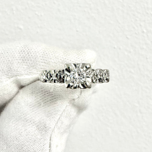 Vintage 1940βs 14 Karat White Gold 0.25 Carat Diamond Engagement Ring - WeilJewelry