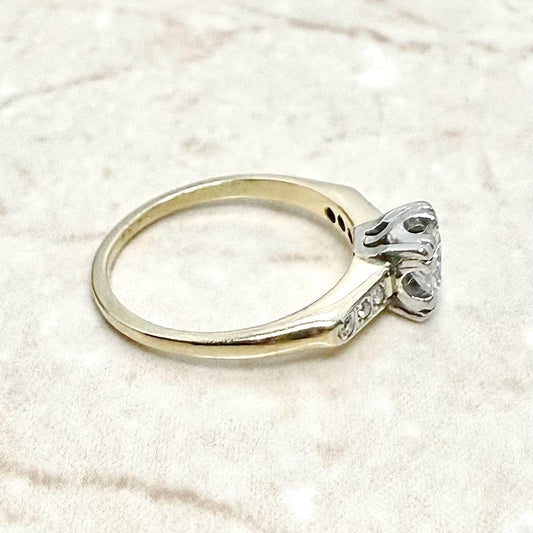 Vintage 1940’s 14K Gold 0.60 CT Diamond Solitaire Engagement Ring - WeilJewelry