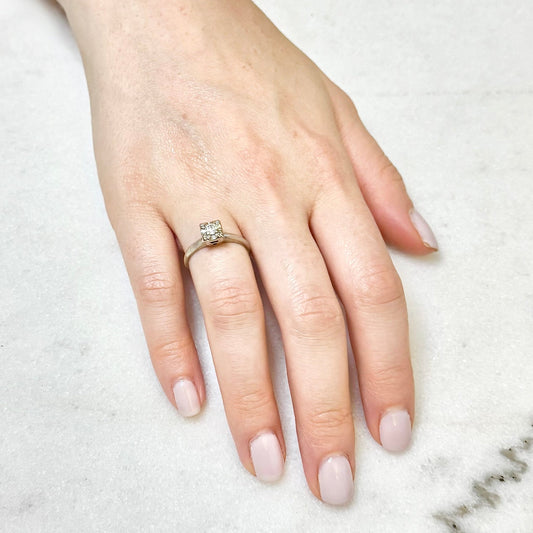 Vintage 1940’s 14K White Gold 0.20 Carat Diamond Engagement Ring - WeilJewelry