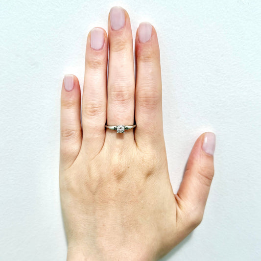 Vintage 1940’s 18 Karat White Gold 0.25 Carat Solitaire Diamond Engagement Ring - WeilJewelry