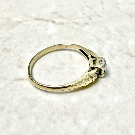 Vintage Art Deco 14 Karat Yellow Gold Diamond Engagement Ring - WeilJewelry