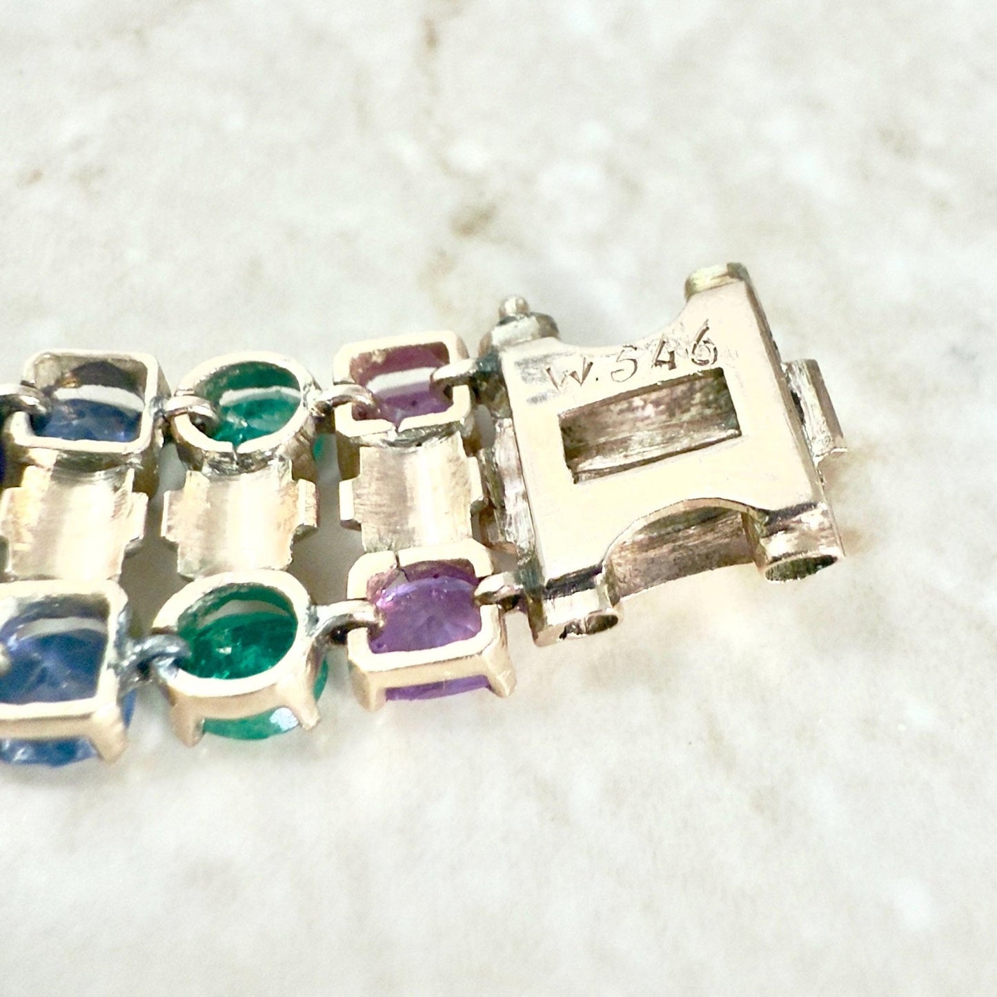 Vintage Retro 1940's 14 Karat Rose Gold Multi Gemstone Bracelet - WeilJewelry