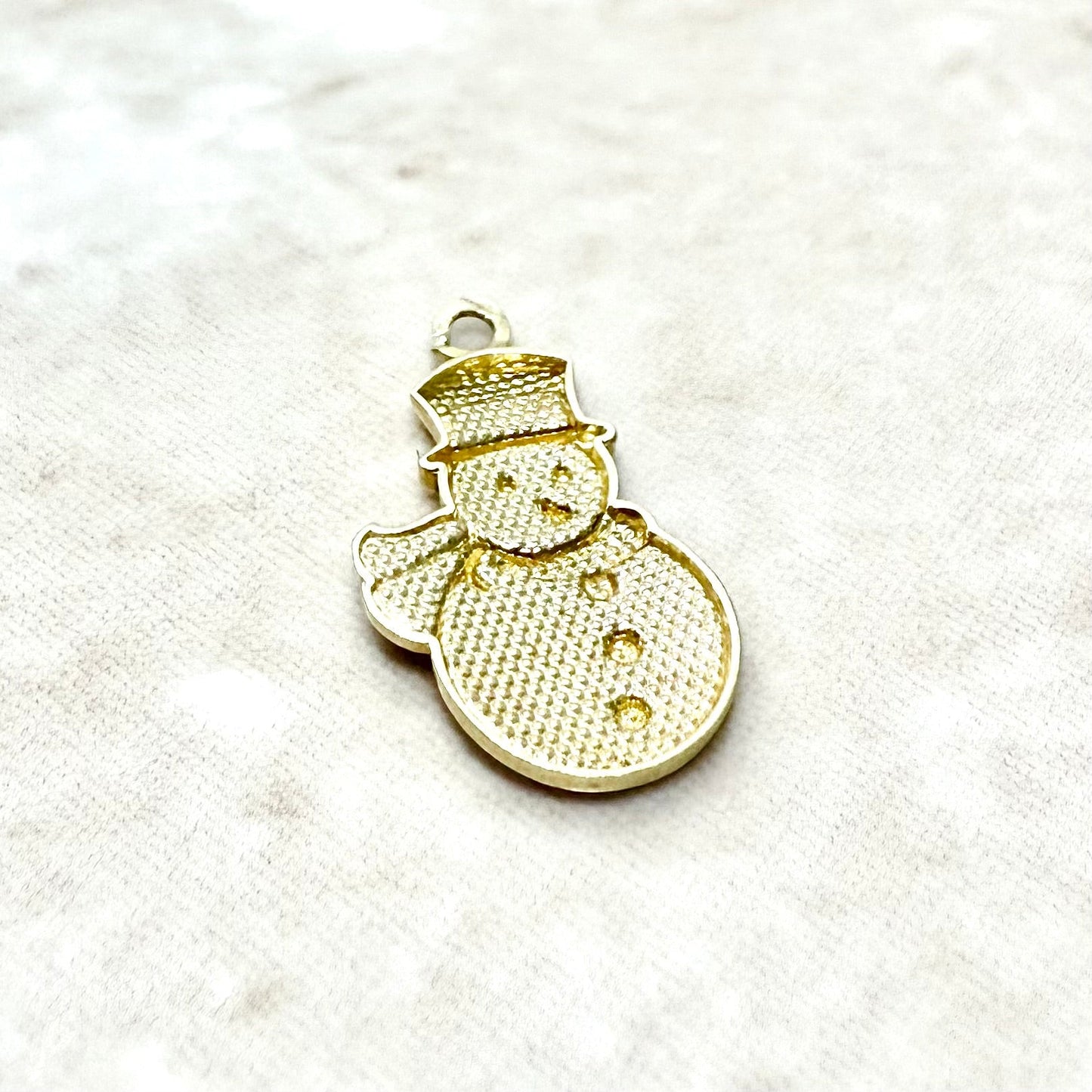 Vintage Solid 14K Yellow Gold & Enamel Snowman Charm - WeilJewelry