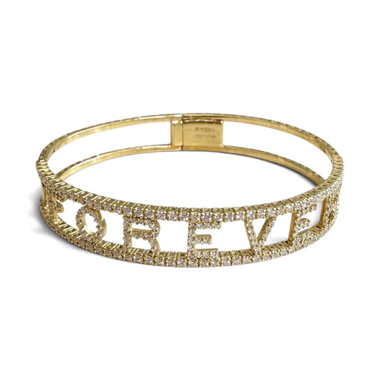 ZYDO Italy "Amore Per Sempre" 18K Yellow Gold FOREVER Diamond Bangle Bracelet - WeilJewelry