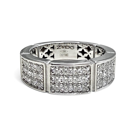 ZYDO Italy "Bellissima" 18K White Gold Natural Diamond Band Ring - Pave Diamond Ring - WeilJewelry