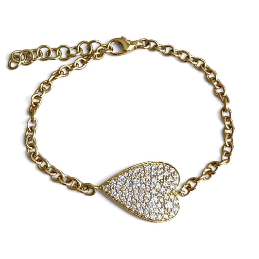 ZYDO Italy "Cuore Al Polso" Adjustable 18K Yellow Gold Diamond Heart Bracelet - WeilJewelry