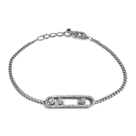 ZYDO Italy "Danza Di Diamanti" Adjustable 18K White Gold Floating Diamond Bracelet - WeilJewelry