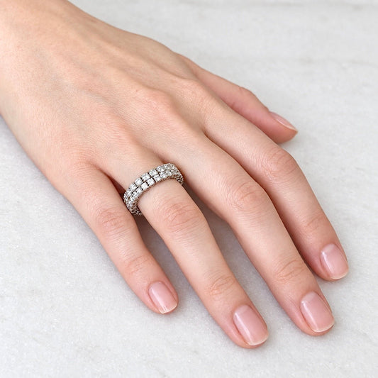 ZYDO Italy "Eterna Brillantezza" 18K White Gold 2.61 CTW Two-Row Diamond Eternity Band - WeilJewelry