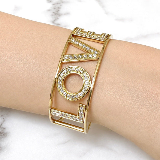 ZYDO Italy "L’Amore" 18K Yellow Gold LOVE 2.36 CT Diamond Bangle Bracelet - WeilJewelry