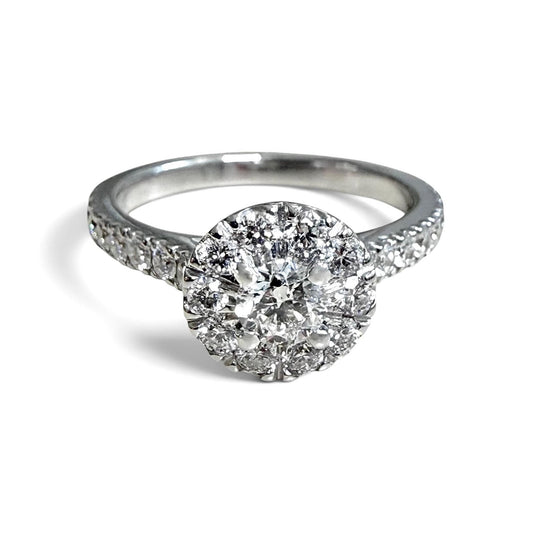 ZYDO Italy "Promessa d’Amore" 18K White Gold 0.94 CTW Diamond Halo Engagement Ring - WeilJewelry