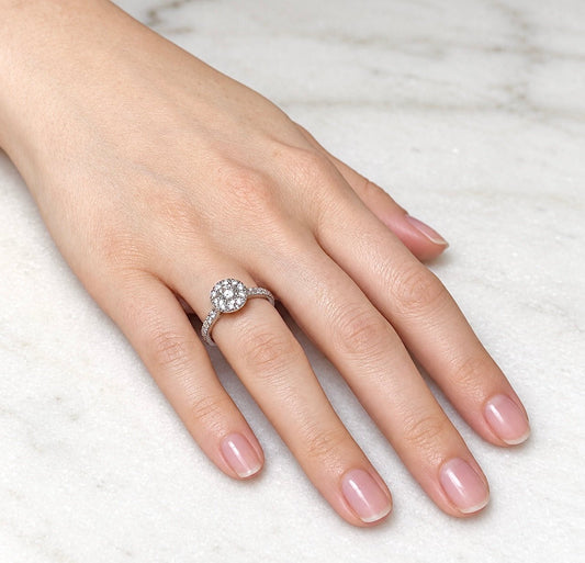ZYDO Italy "Promessa d’Amore" 18K White Gold 0.94 CTW Diamond Halo Engagement Ring - WeilJewelry