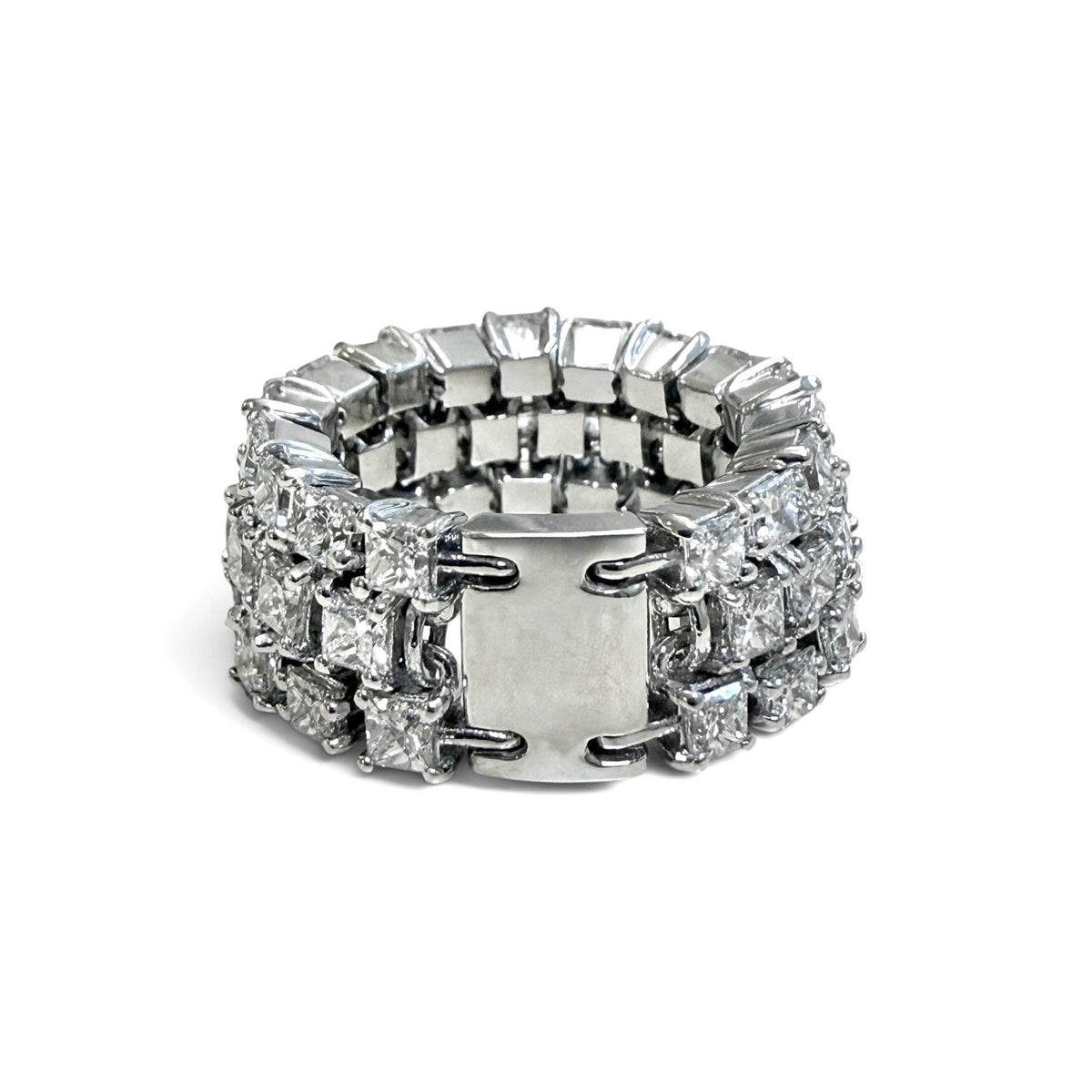 ZYDO Italy "Promessa Eterna" 18K White Gold 4.45 CT Three-Row Diamond Eternity Band - WeilJewelry