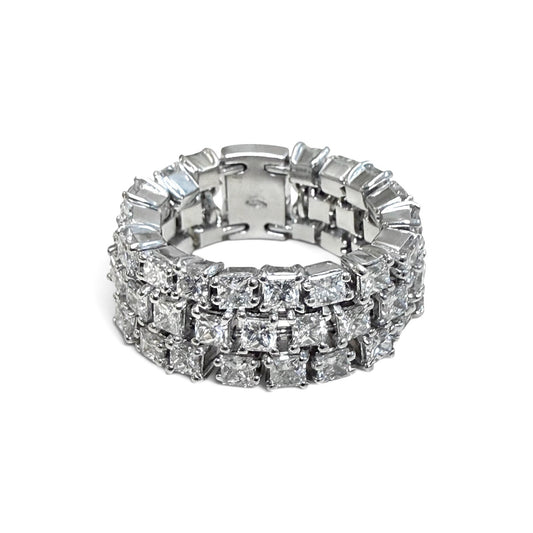 ZYDO Italy "Promessa Eterna" 18K White Gold 4.45 CT Three-Row Diamond Eternity Band - WeilJewelry